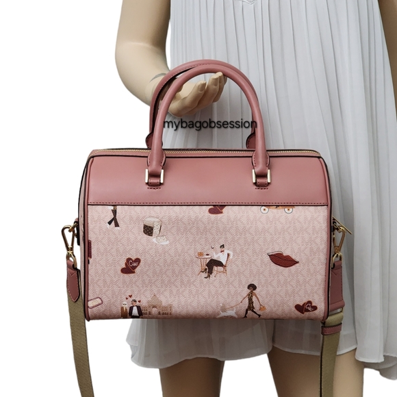 ⚠️LAST 1⚠️ Michael Kors Jet Set Logo MD Duffle Satchel Pink - Picture 4 of 8